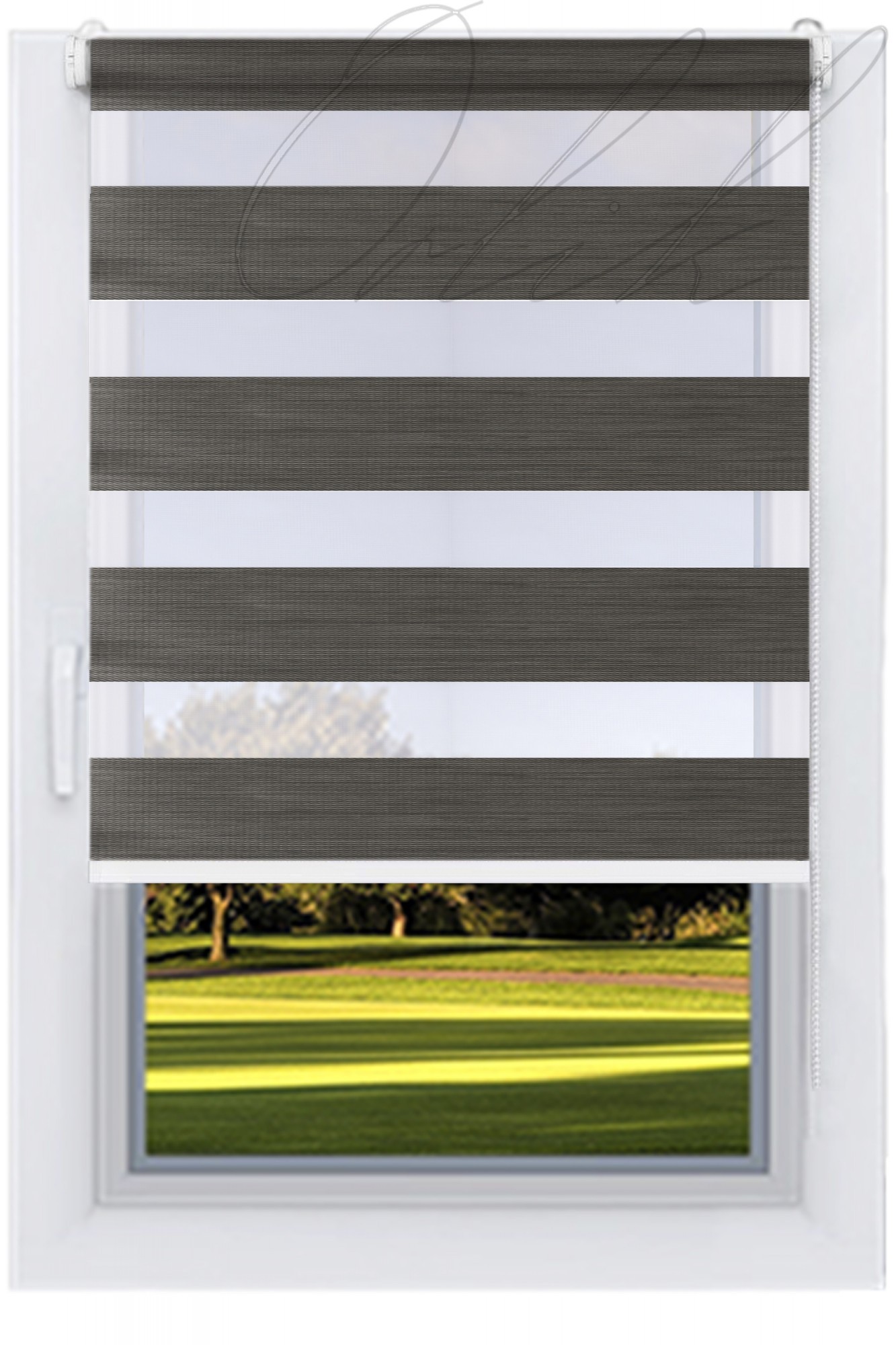 

Ролета тканевая DECOLUX 75х200 BAHAMA-29 B/OUT Графит День-Ночь стандарт 40 белый цепь 125