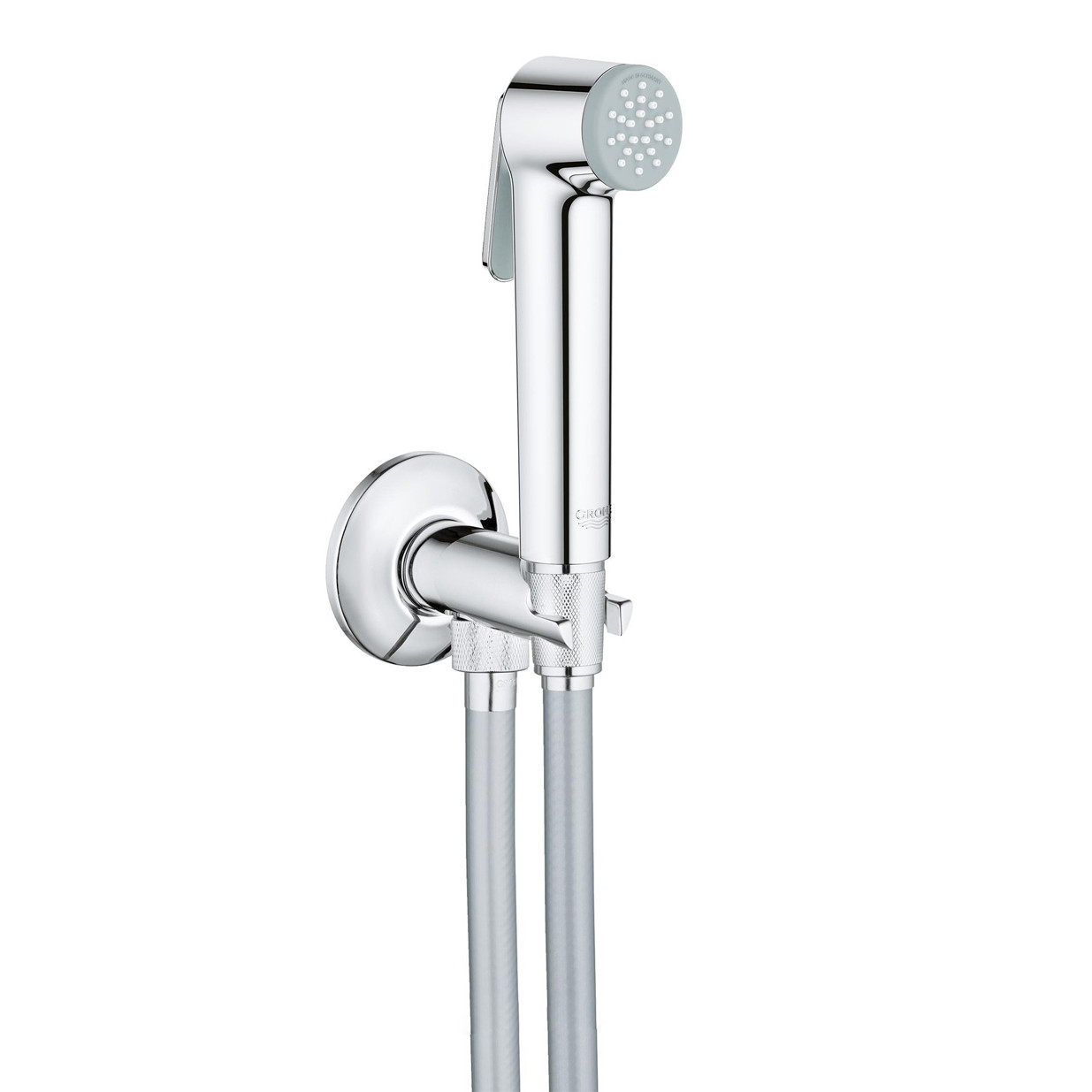 

Душевой гарнитур Grohe Tempesta-F Trigger Spray 30 с угловым вентилем 1 вид струи хром 26358000