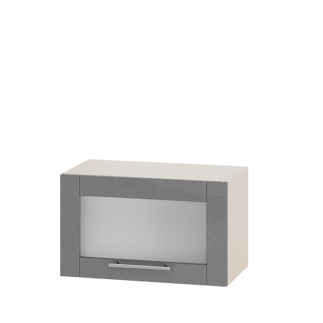 

Кухня Модерн модуль Верх Витрина ВВ09-600 Серебристый металлик Глянец - Дуб молочный 60х30х36см