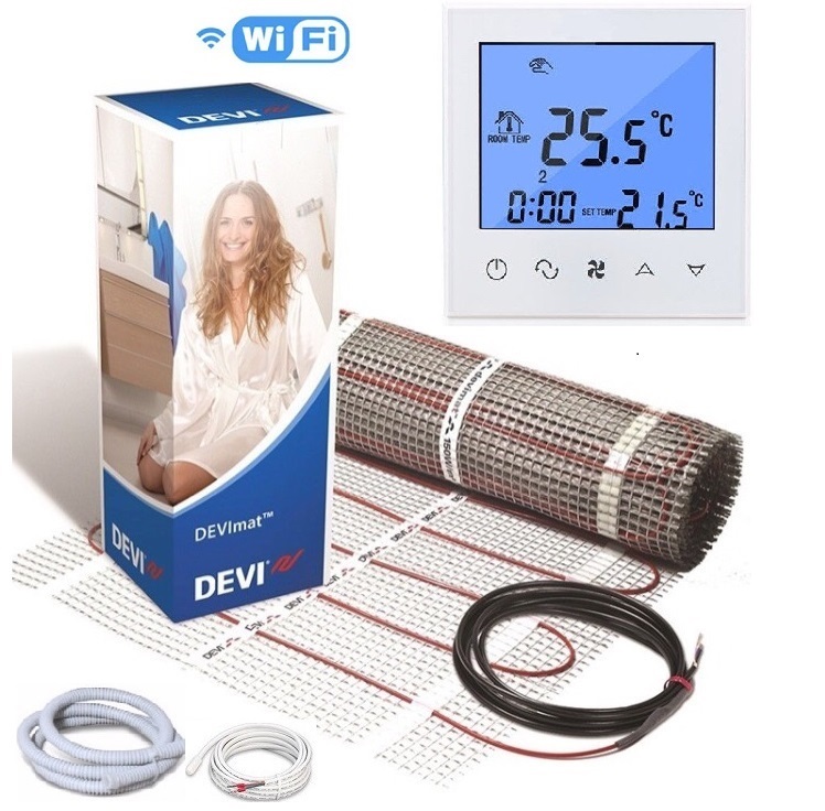 

Теплый пол DEVI двухжильный мат DTIR-150 4 м2 c программируемым сенсорным WiFi White терморегулятором в комплекте