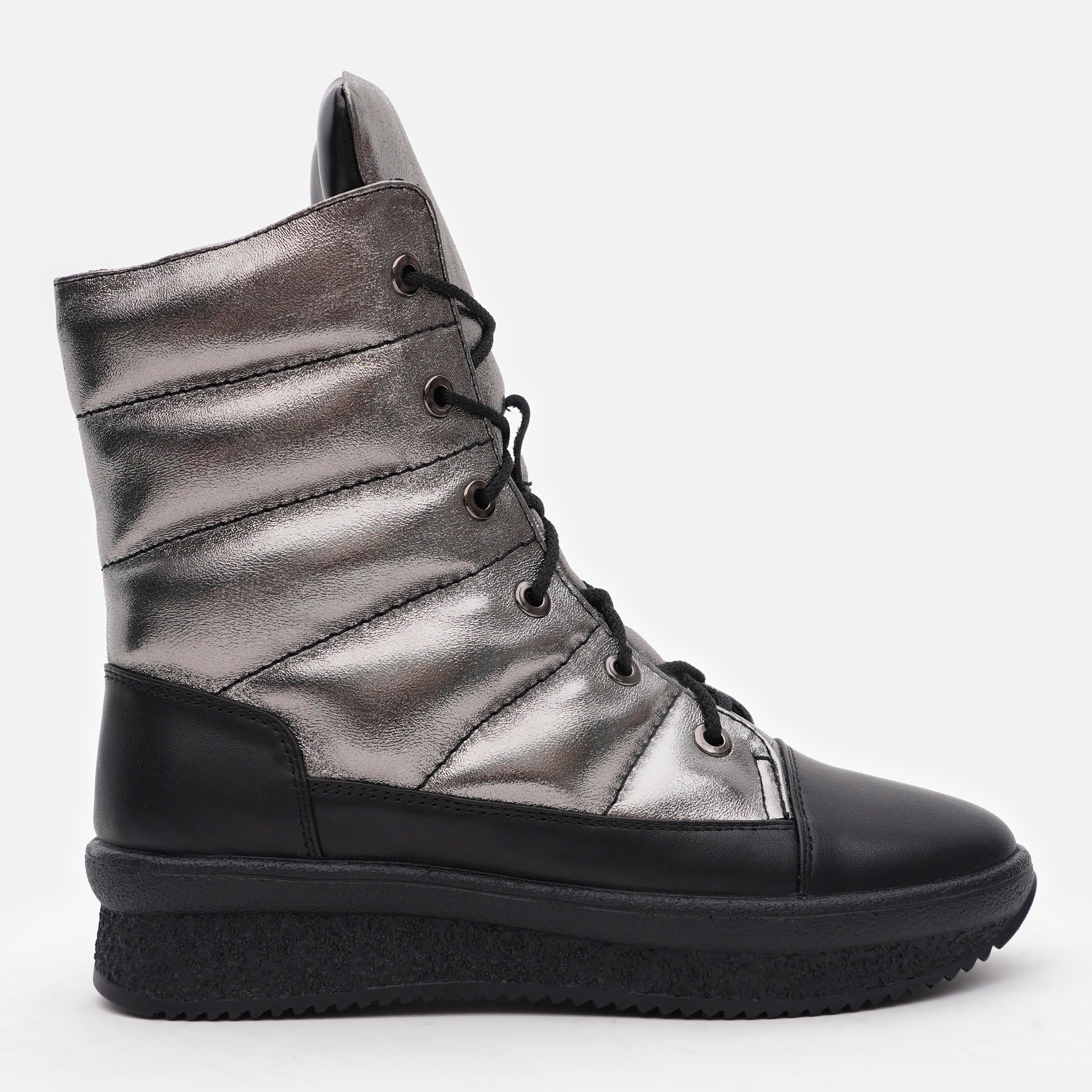 Акція на Жіночі зимові черевики високі Prellesta R1676 38 24 см Сріблясті від Rozetka