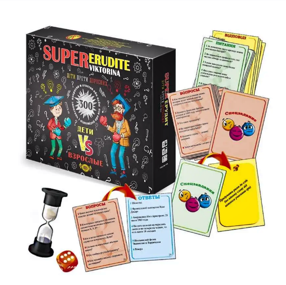 Игра настольная SUPER Erudite viktorina: Дети против взрослых арт ...