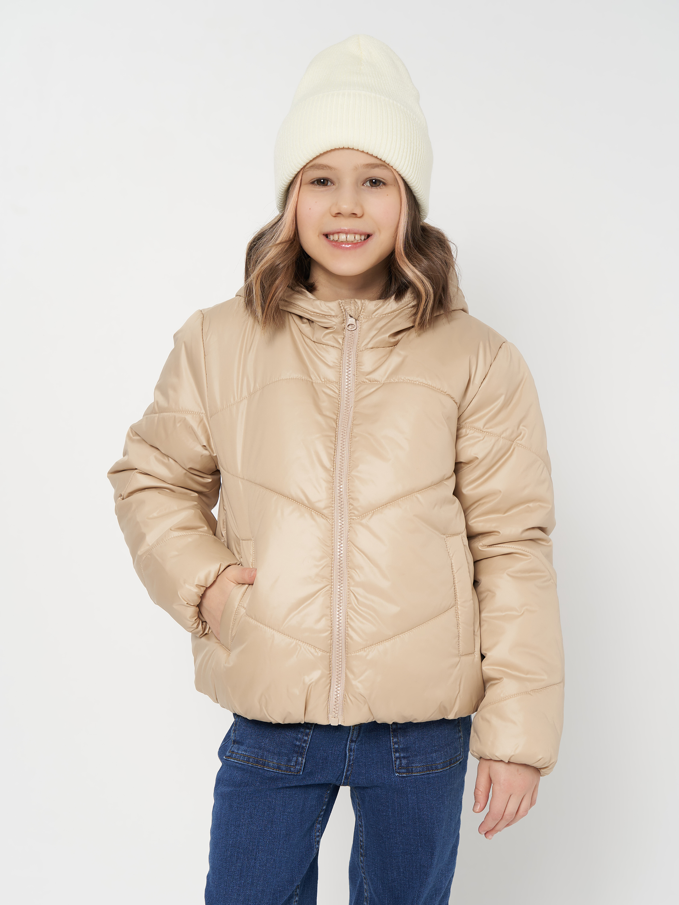 Акция на Дитяча демісезонна куртка для дівчинки Coccodrillo Outerwear Girl Junior ZC2152701OGJ-002 134 см Бежева от Rozetka