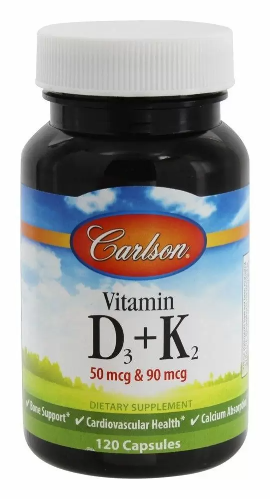 Вітамін Д3 та К2 Carlson Labs (Vitamin D3 + K2) 120 капсул CAR10620 ...