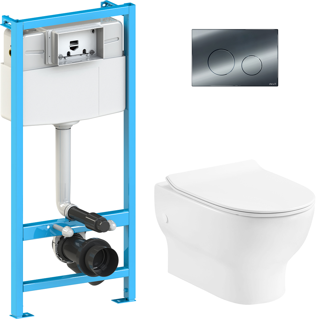 Инсталляция DEVIT 90.211 + унитаз Fresh 3120121 с сиденьем Soft Close ...