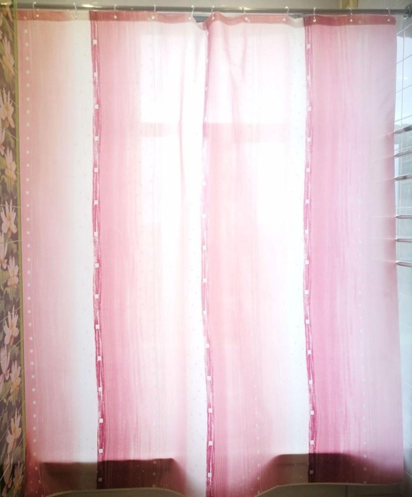 

Штора в ванную Dogus Banyo 180 x 200 см Дождь розовый 534