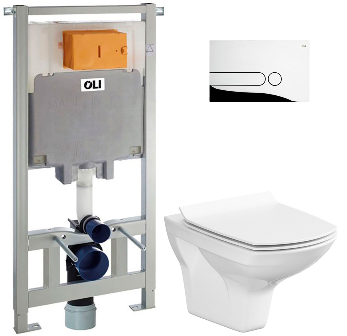 Инсталляция OLI 80 885342 с панелью смыва IPlate 670004 хром + унитаз ...