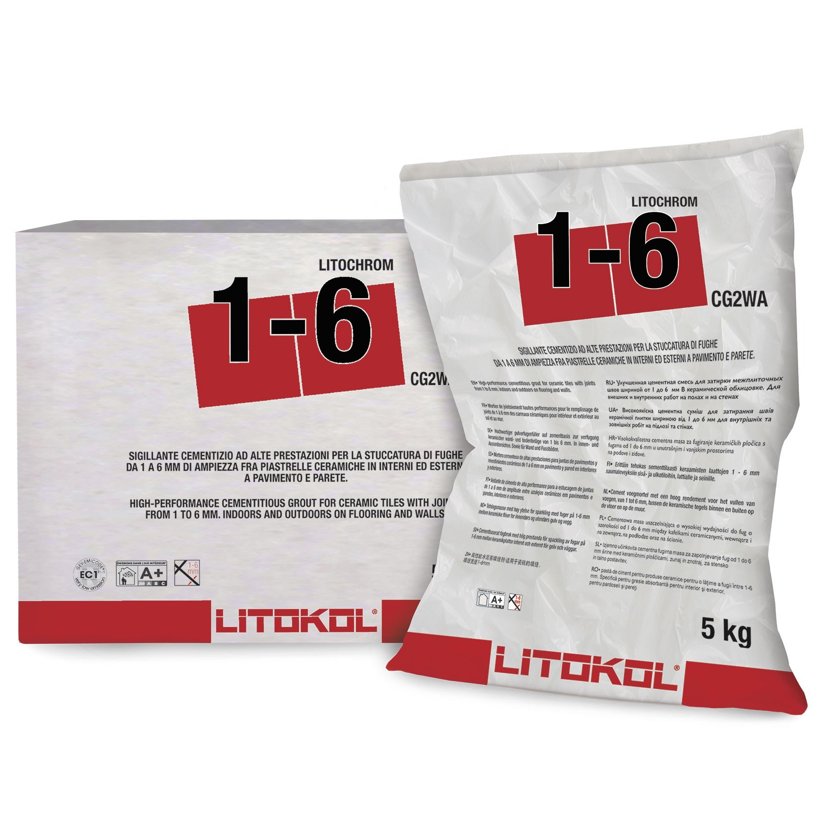 

Цементная затирка для швов шириной от 1 до 6 мм Litokol LITOCHROM 1-6 С.30 серый перламутр 5 кг