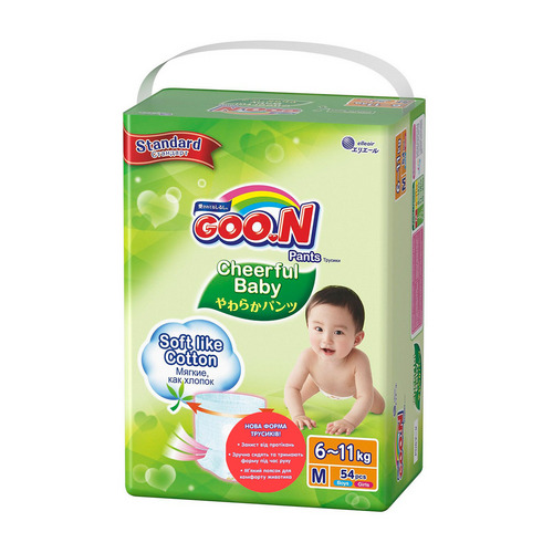 

Подгузники-трусики GOO.N Cheerful Baby для детей Размер 6-11кг M 54 шт Унисекс (843284)