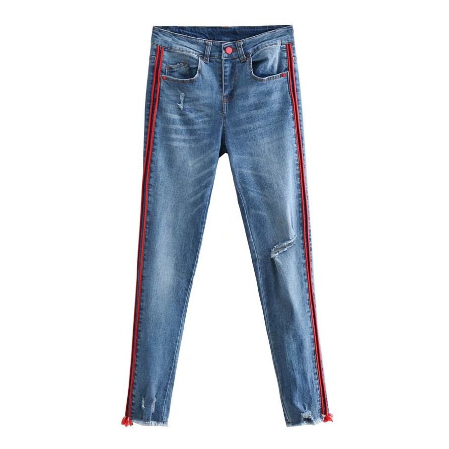 

Джинсы женские slim fit с лампасами Stripes Berni Fashion (S) Синий