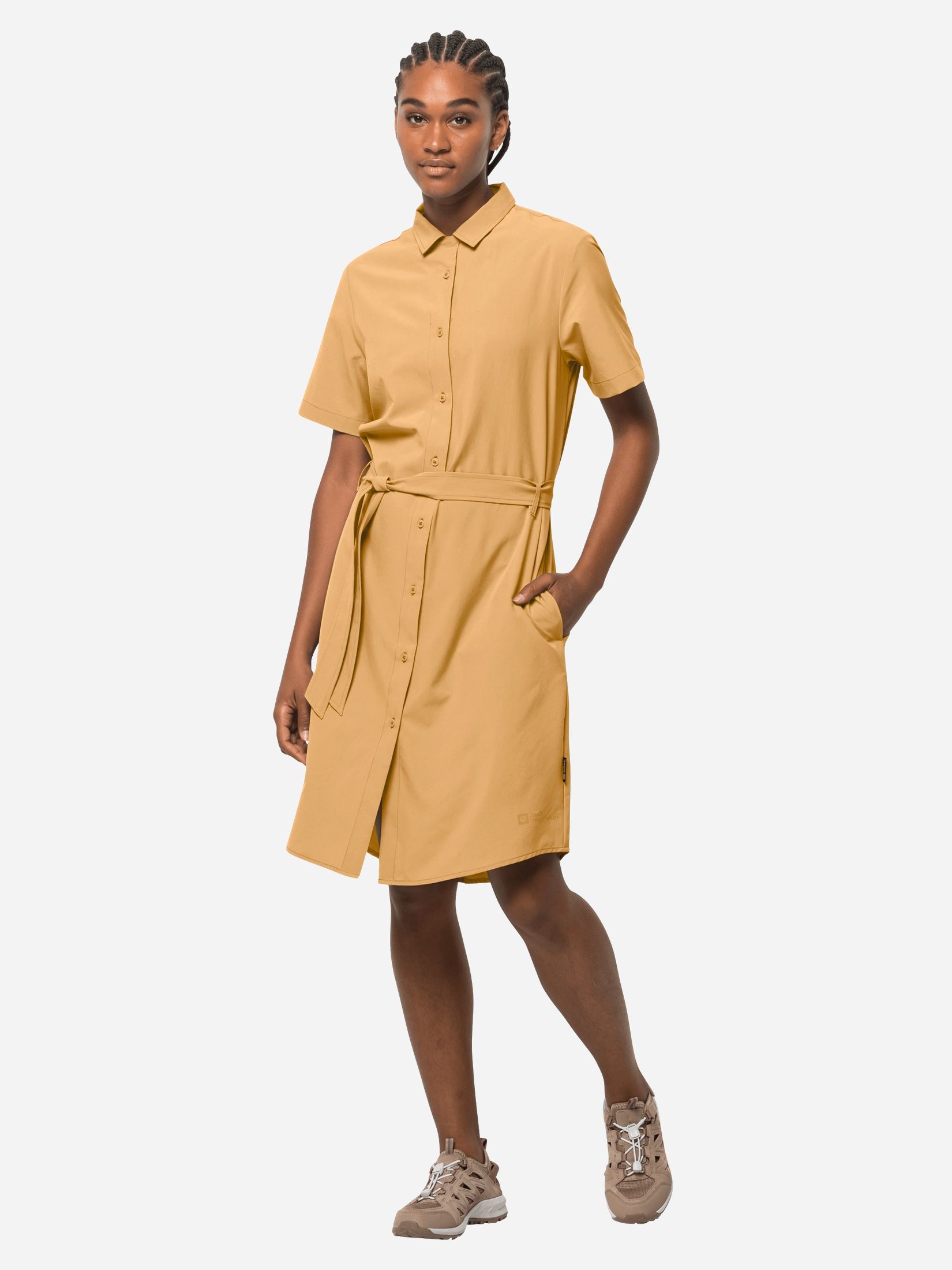 Акція на Сукня-сорочка міді осіння жіноча Jack Wolfskin Holiday Midi Dress 1507212-3084 L Жовта від Rozetka