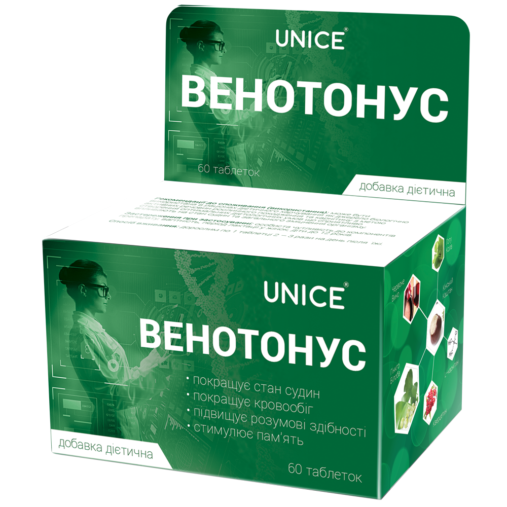 

Натуральный препарат Unice Венотонус для сосудов и общего укрепления организма, 60 таб
