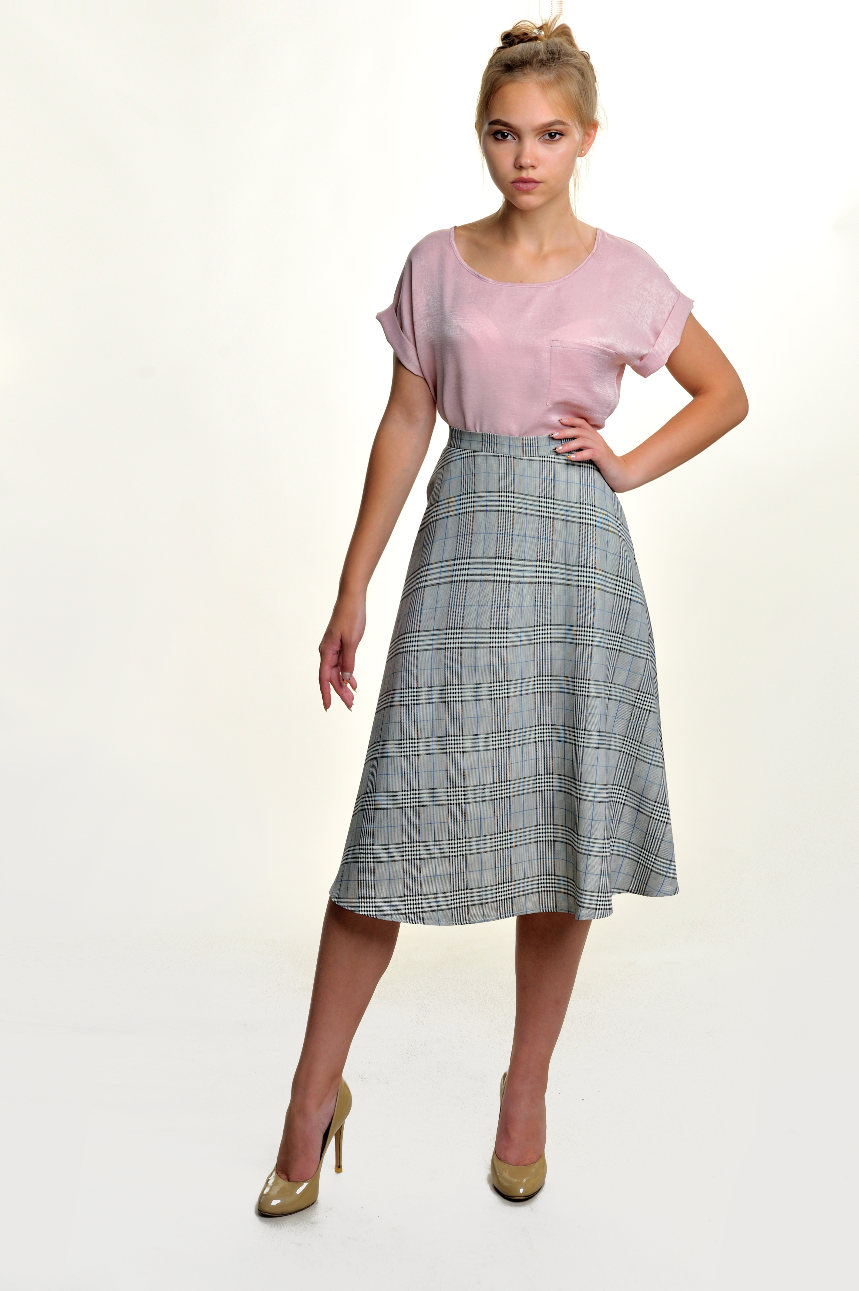 

Юбка деми Wear me женская миди в клетку  Белый 1w/16/12K, Юбка деми Wear me женская миди в клетку XS Белый 1w/16/12K