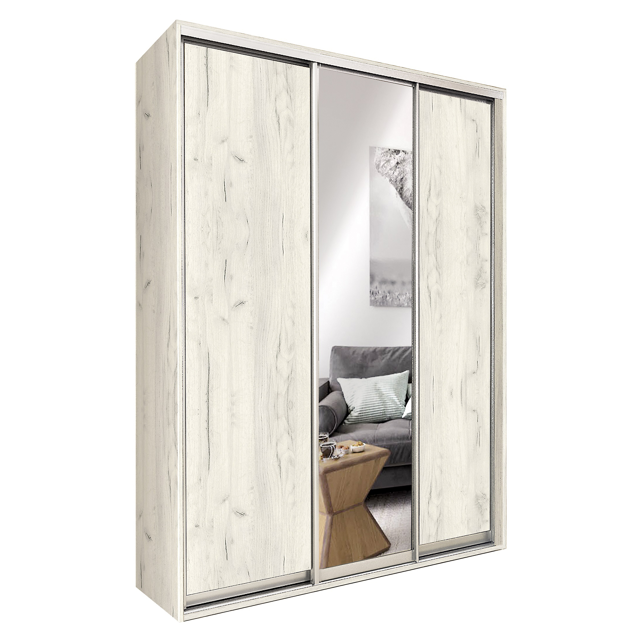 Шкаф-купе трехдверный Modern 149х60х210 см Дуб крафт белый (ДСП ...