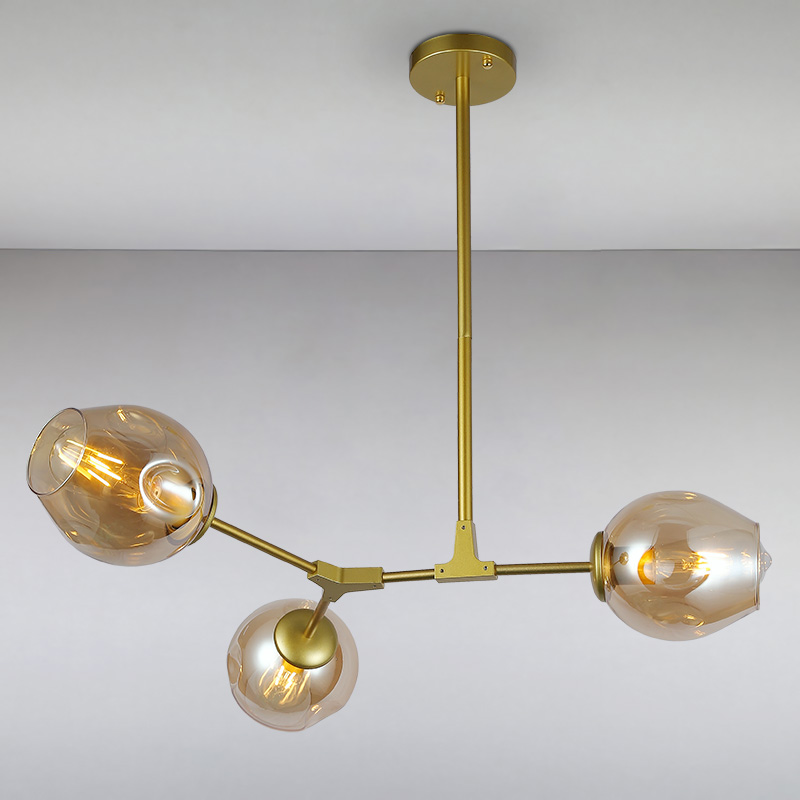 

Люстра подвесная молекула Light House LS-15226-3 GD+BR золото