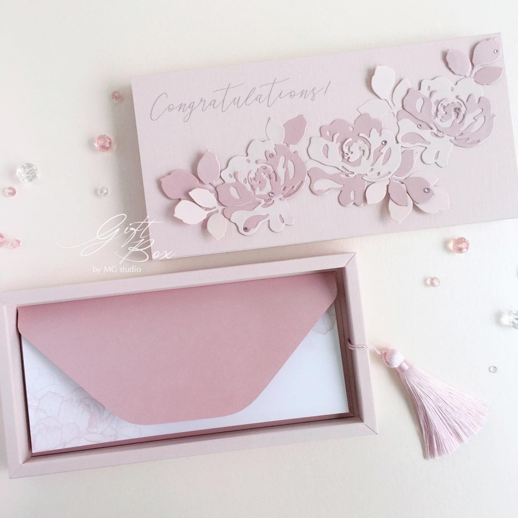 Gift box Euphoria пудровый Конверт на свадьбу, день рождения, юбилей