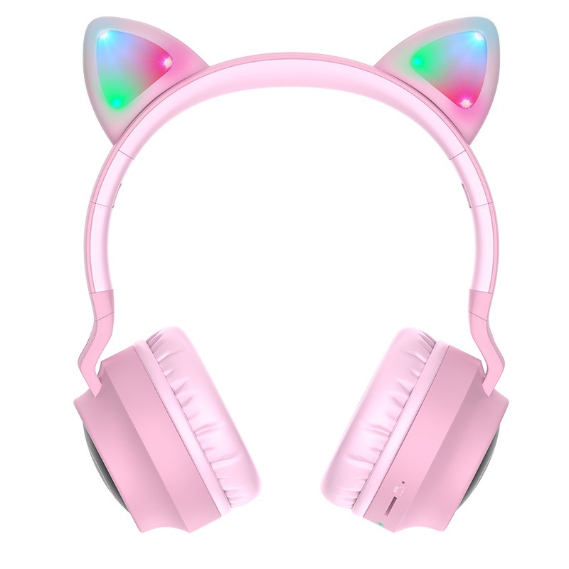 

Наушники Bluetooth HOCO Cheerful Cat ear W27, розовые