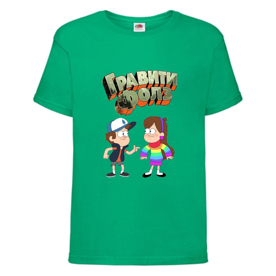 

Футболка детская Гравити Фолз Мэйб и Диппер 8 (Gravity Falls Mayb and Dipper 8) зеленая (GF grn-01) 128 см