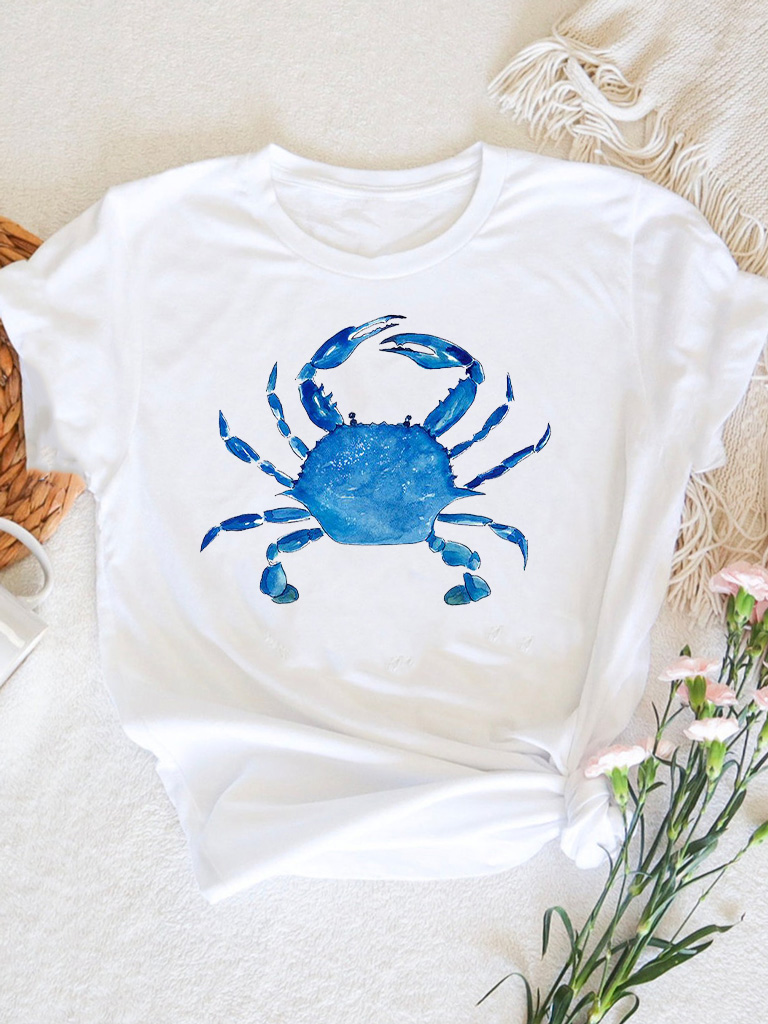 Акція на Футболка жіноча Zuzu Blue crab ZZP00586 XXL Біла від Rozetka