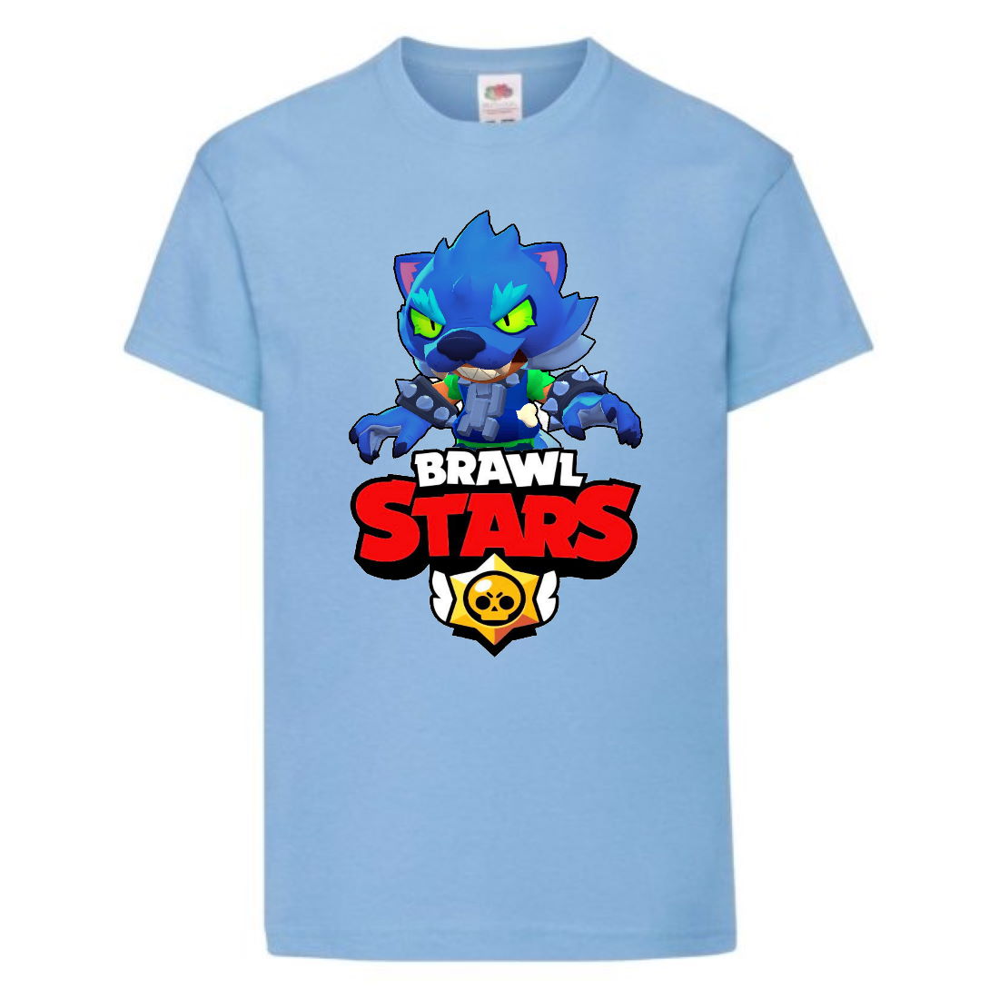 

Футболка детская Бравл Старс Оборотень (Brawl Stars Oboroten) светло голубая 140 см