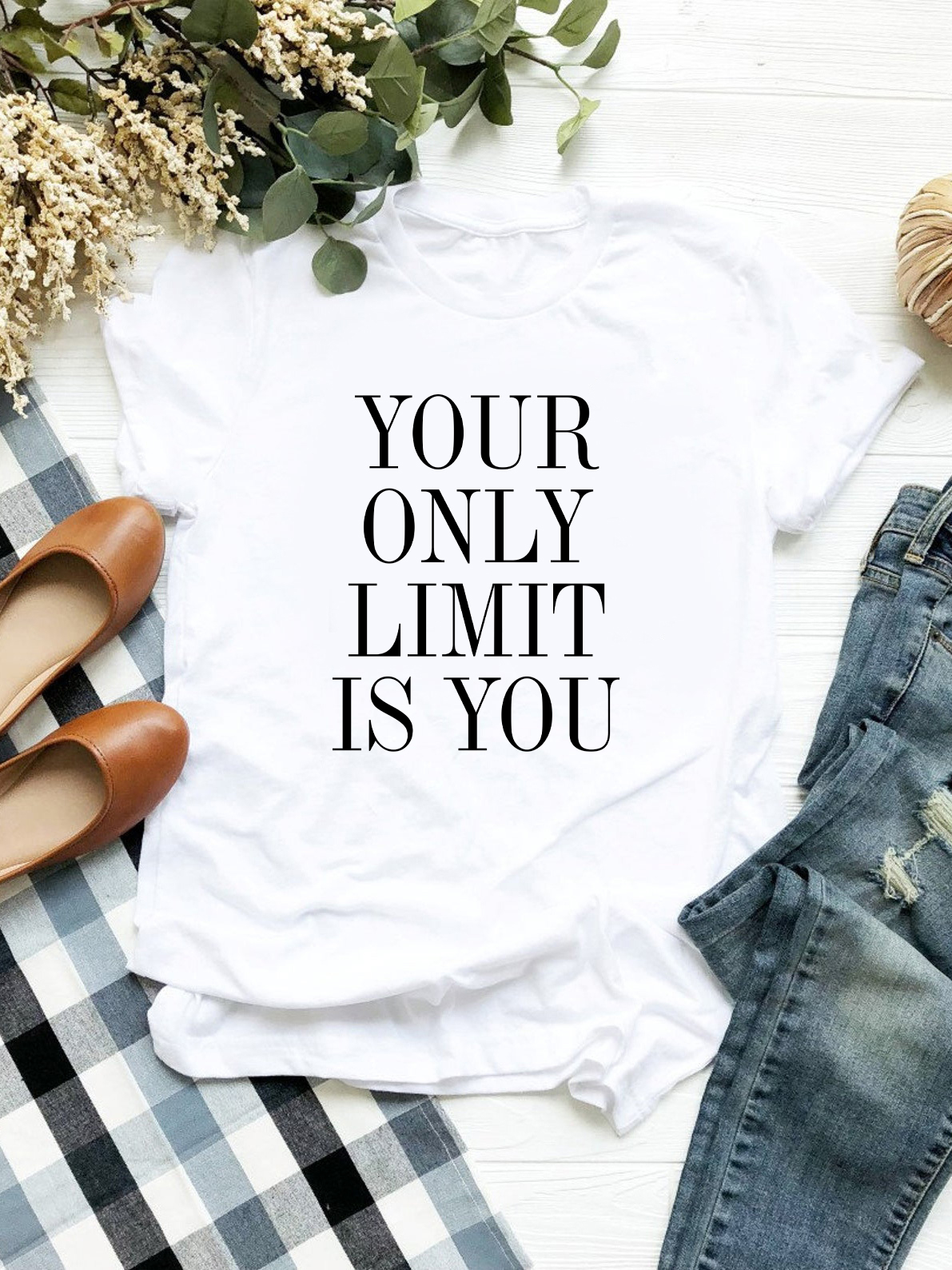 Акція на Футболка жіноча Love&Live Your only limit is you LLP00709 XL Біла від Rozetka