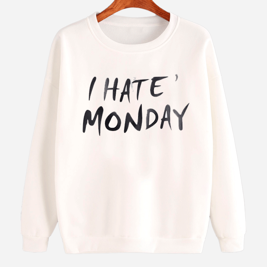 Акция на Світшот жіночий Love&Live I hate Monday LLP00935 M Білий з принтом от Rozetka