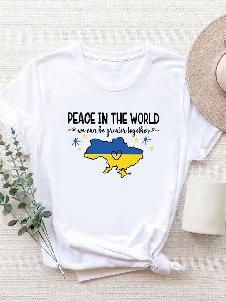 Акція на Футболка Love&Live Peace in the World LLP01658 XXL Біла від Rozetka