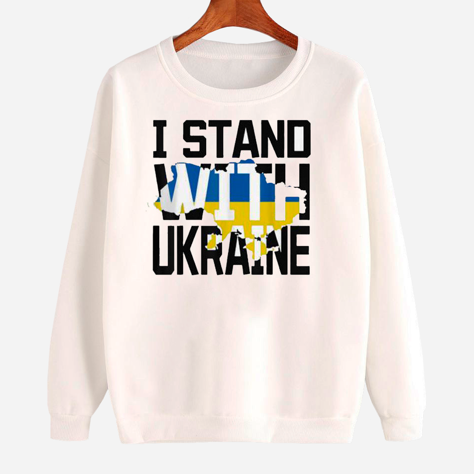 Акція на Світшот жіночий Love&Live I stand with Ukraine LLP01529 L Білий з принтом від Rozetka