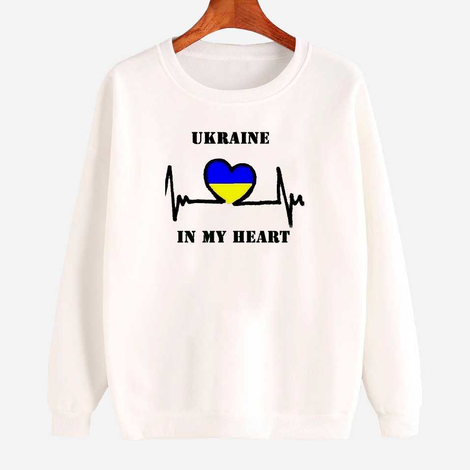 Акція на Світшот жіночий Love&Live Ukraine in my heart-2 LLP01610 XXL Білий з принтом від Rozetka