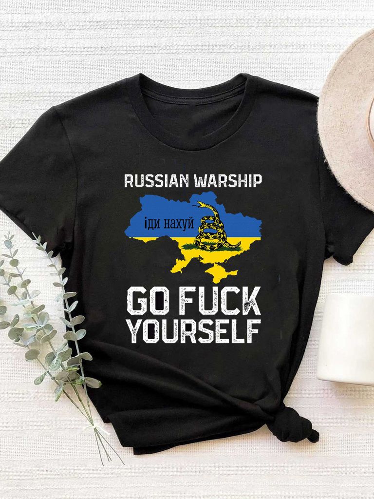 Акция на Футболка жіноча Love&Live Russian Warship. Go fack yourself LLP01696 L Чорна от Rozetka