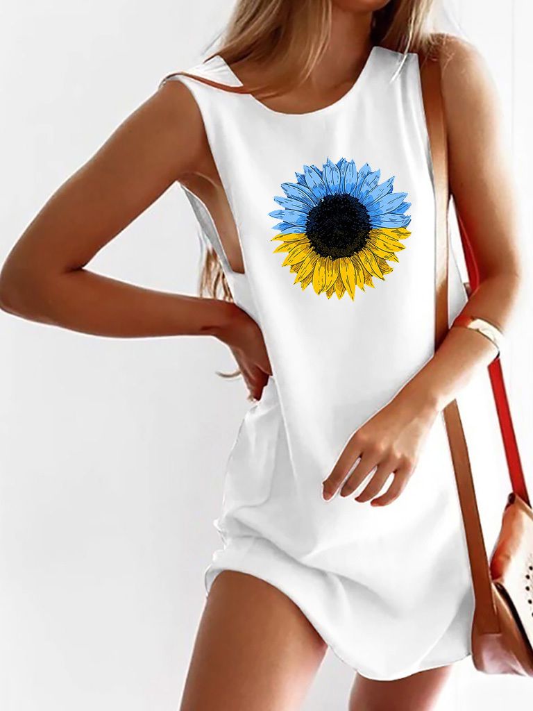 Акция на Сукня міні літня жіноча Love&Live Patriotic sunflower LLP01875 L Біла от Rozetka