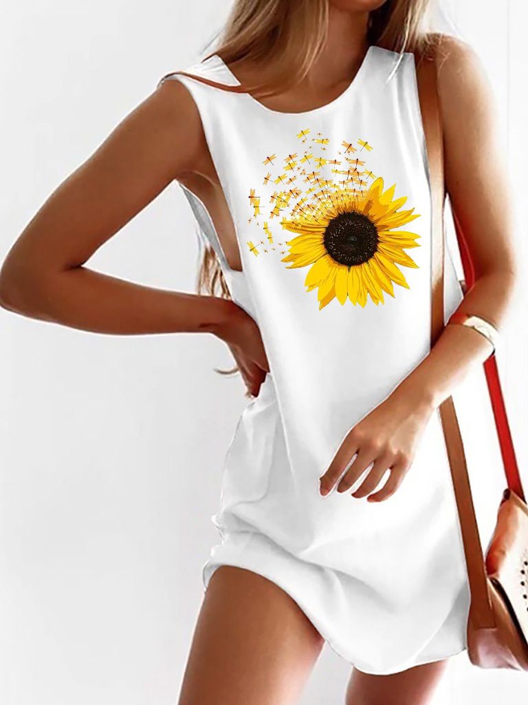 Акція на Сукня міні літня жіноча Love&Live Flying sunflower-2 LLP01944 XL Біла від Rozetka