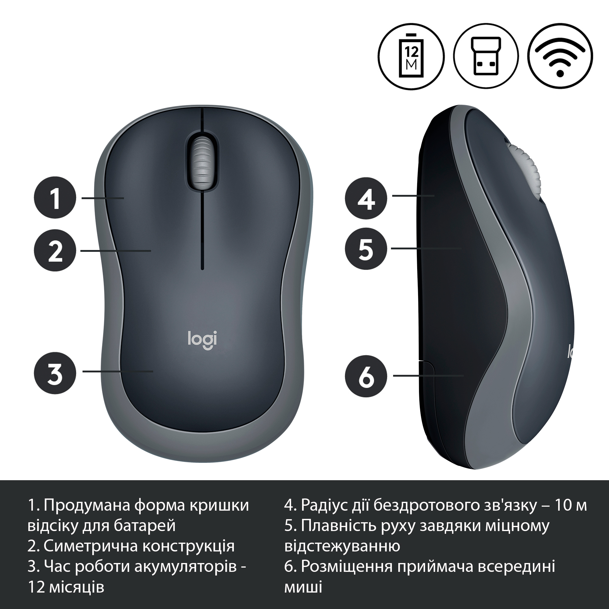 Souris sans fil logitech M185 wireless Original (910-002237)