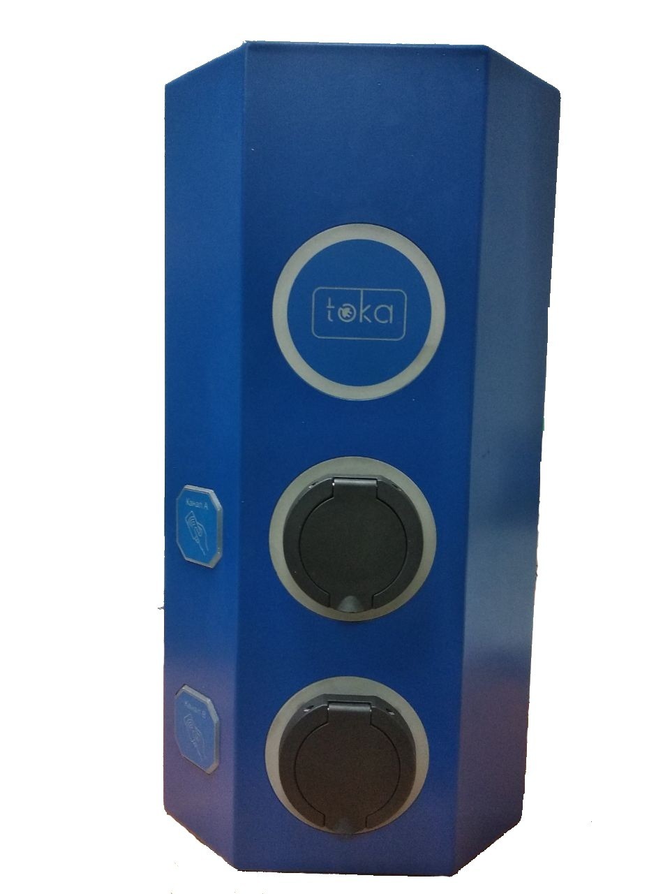 

Зарядная станция TOKA W244-CC 44 кВт 2 порта Type 2/Type 2 синяя