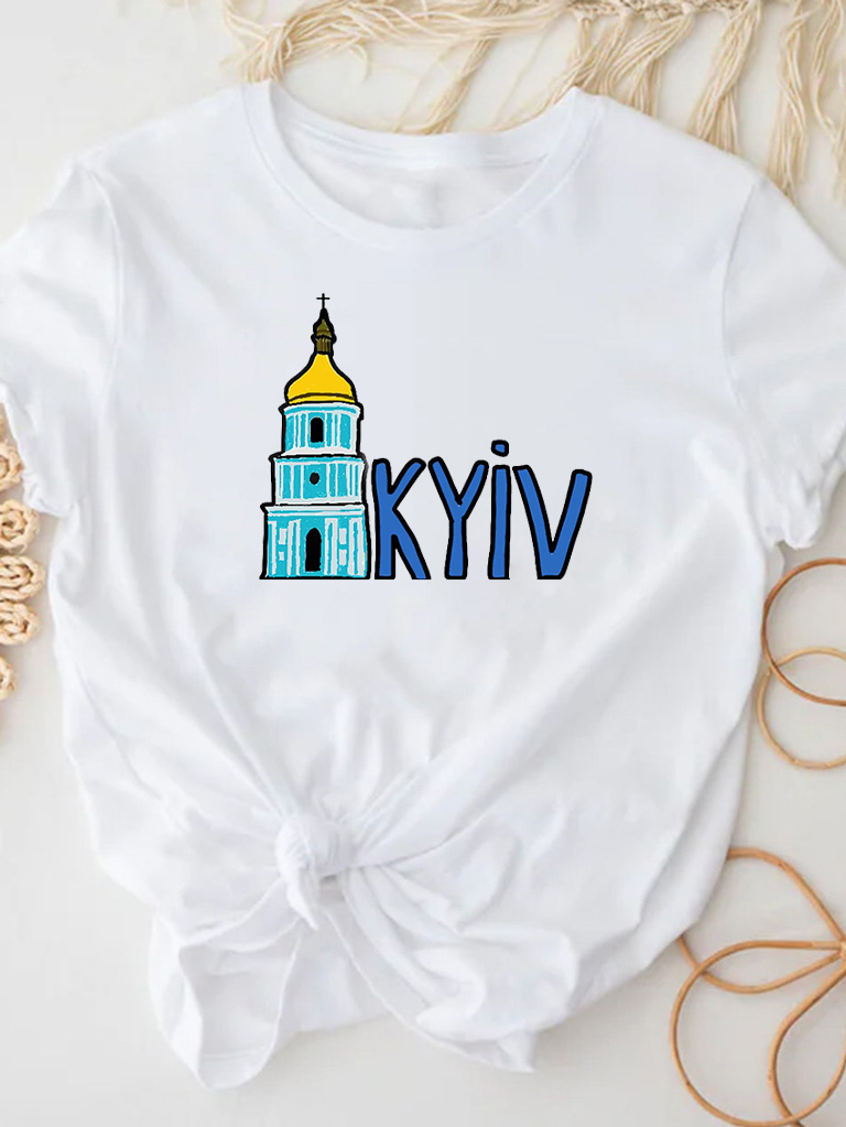 Акція на Футболка жіноча Love&Live Orthodox Kyiv LLP03062 L Біла від Rozetka