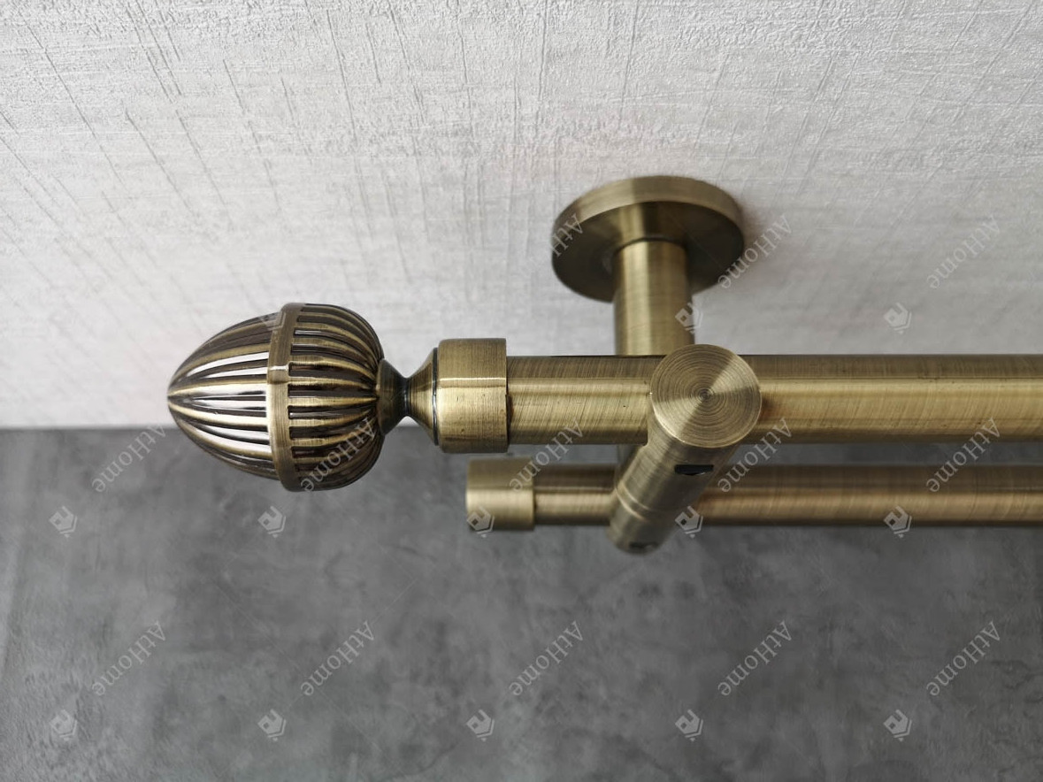 

Карниз Quadrum Одеон 200 см потолочный двойной универсальный Антик 19/19 мм гладкая (кольца с крючками)