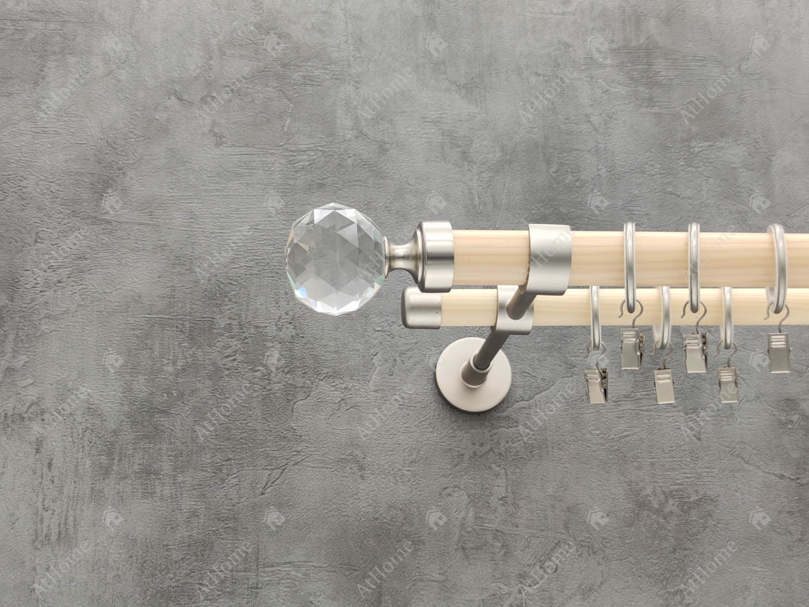 

Карниз Quadrum Модерно Кристалл двойной дерево-металл 300 см слоновая кость/сатин 25 мм