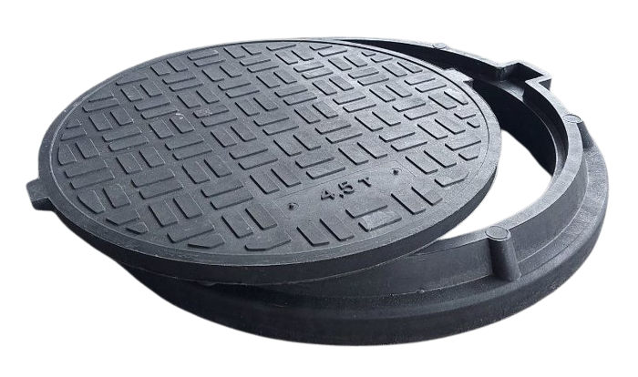 Люк канализационный полимерпесчаный ЕВРО (А15) 4,5т. черный Воюс ...