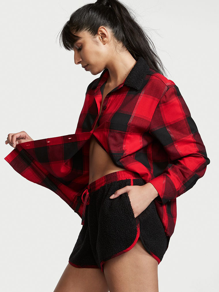 Акція на Піжама (сорочка + шорти) жіноча великих розмірів Victoria's Secret 472233877 XL Чорний/Червоний від Rozetka