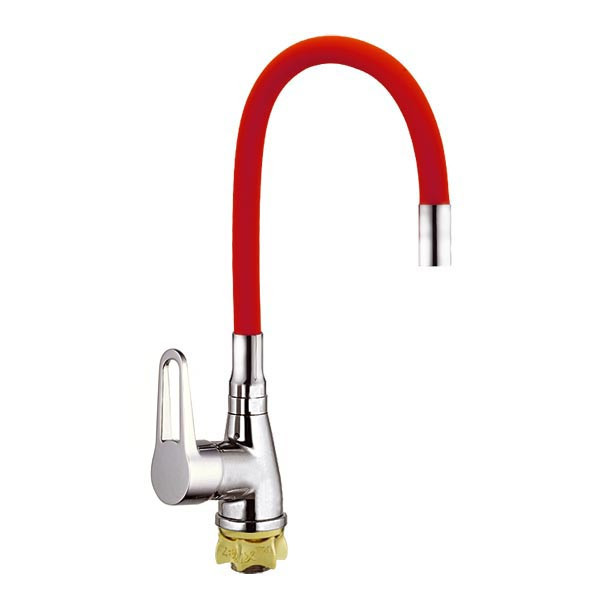 

Смеситель для кухни с красным гибким изливом ZERIX SOP7 146
