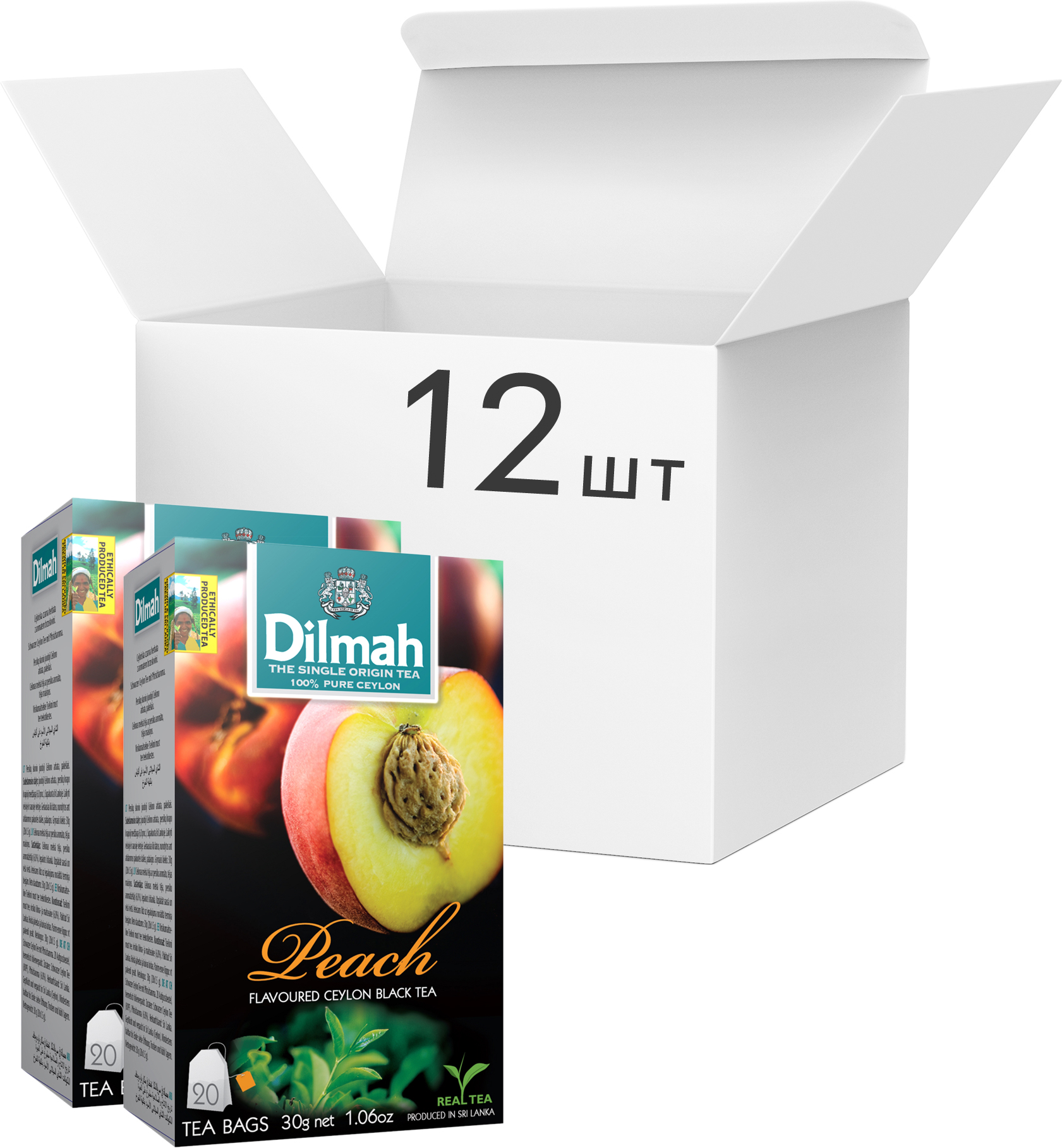Акція на Упаковка чая черного пакетированного Dilmah Персик 12 шт по 20 пакетиков (19312631142256) від Rozetka UA