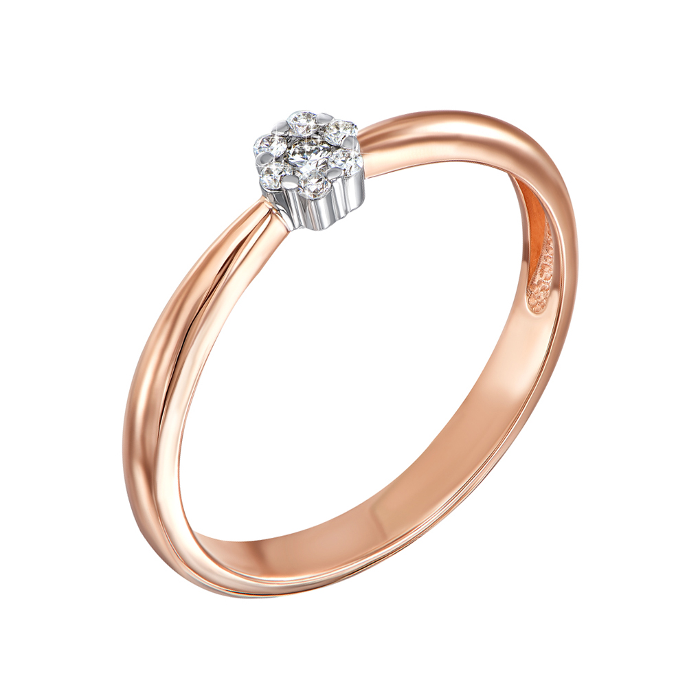 

Кольцо в красном и белом золоте с бриллиантами 000117623 17.5 размера