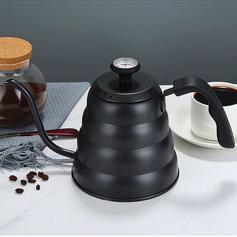 Чайник для кофе с термометром и тонким носиком 1.2 л Черный Pour Over ...