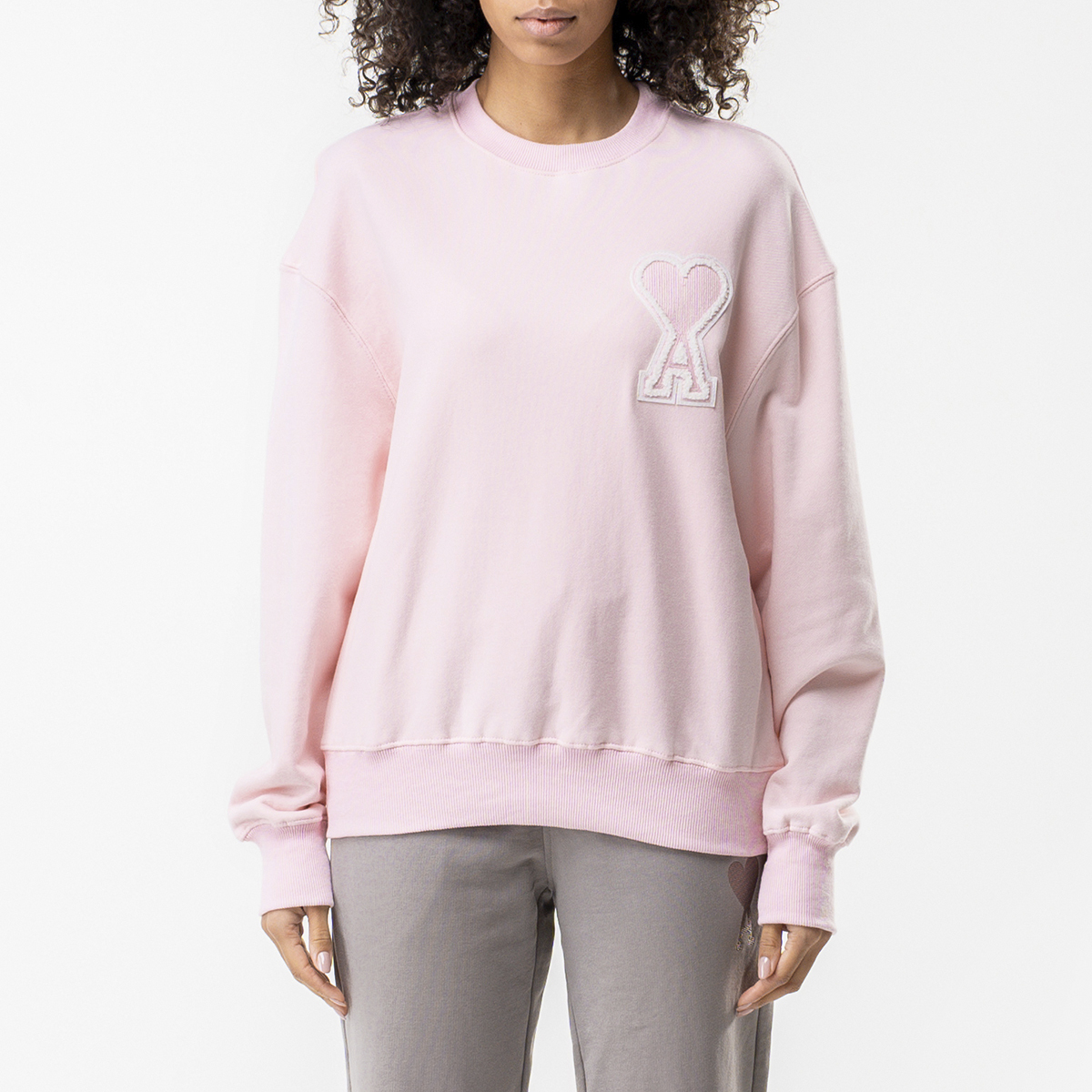 Свитшот AMI Paris oversize Ami de Coeur patch sweatshirt Pink - S ...