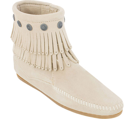 

Женские ботинки Minnetonka Double Fringe Side Zip Boot Stone Suede 36.5