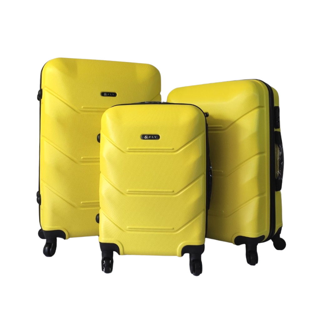 Чемоданы FLY 2019 ABS пластик 4-колеса Набор 3шт L/M/S Желтый – низкие ...