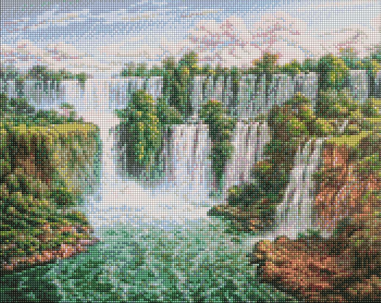 Алмазная мозаика/вышивка Живописный водопад 40*50 см Идейка AMO7278 ...