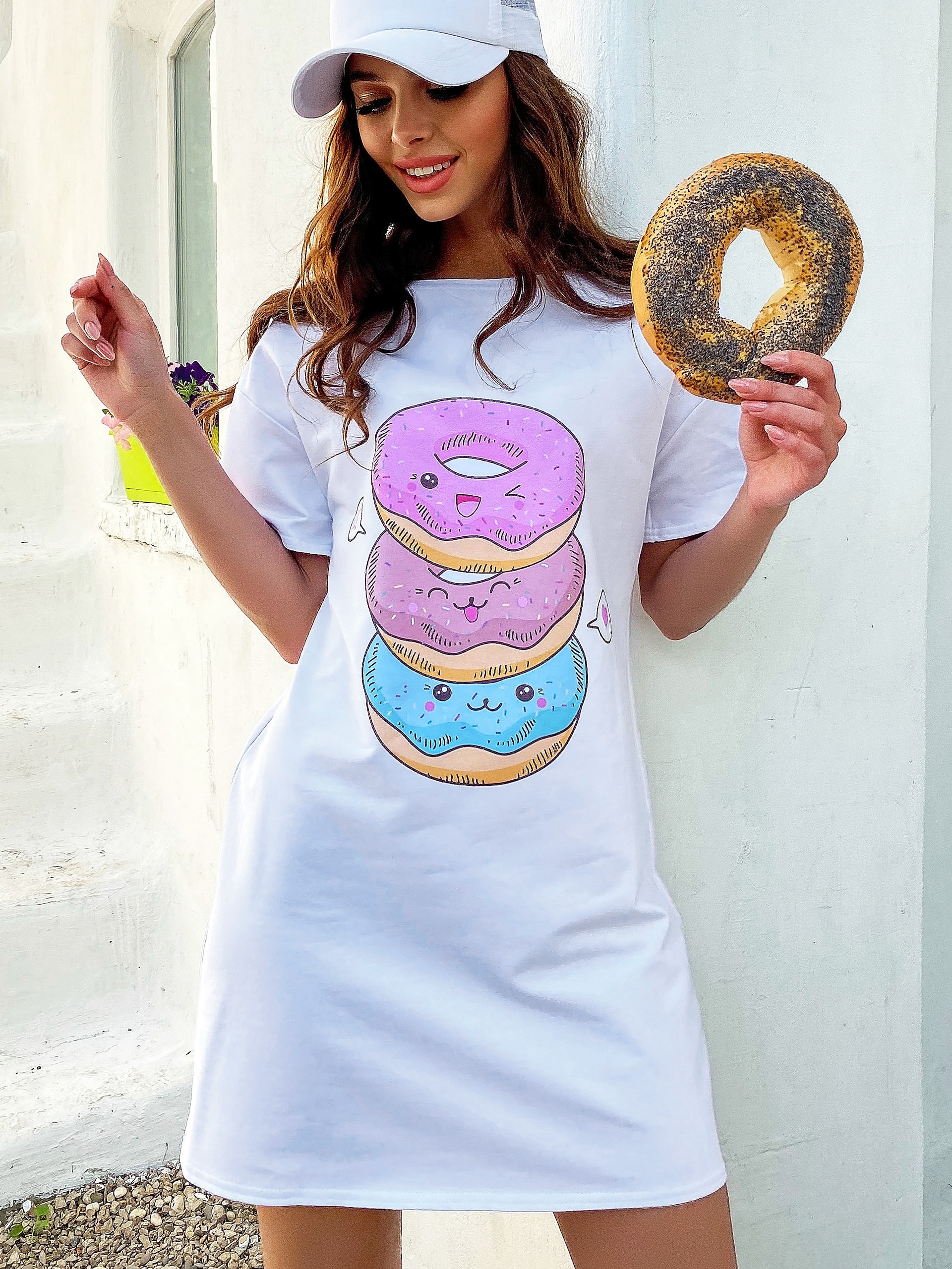 Акція на Сукня-футболка міні літня жіноча Seventeen 1743.4730 SM Біла_пончики від Rozetka