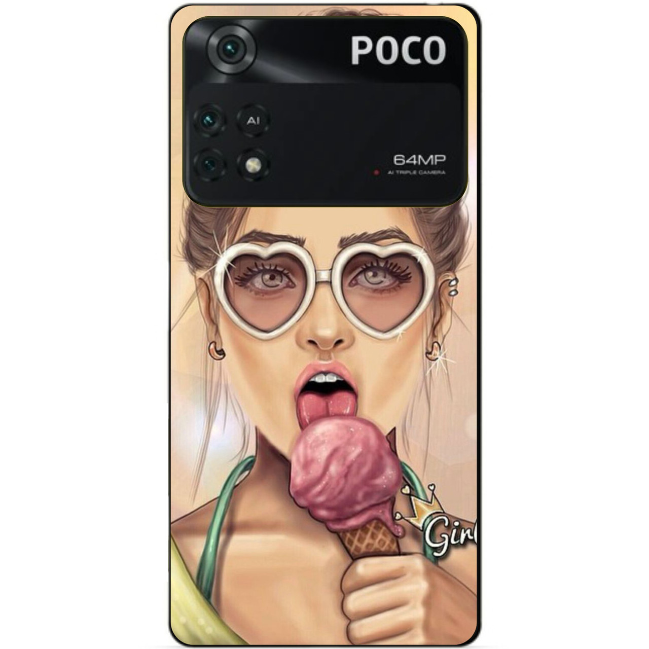 Силиконовый бампер чехол Candy для Xiaomi Poco M4 Pro 4g с рисунком Мороженое низкие цены 3863
