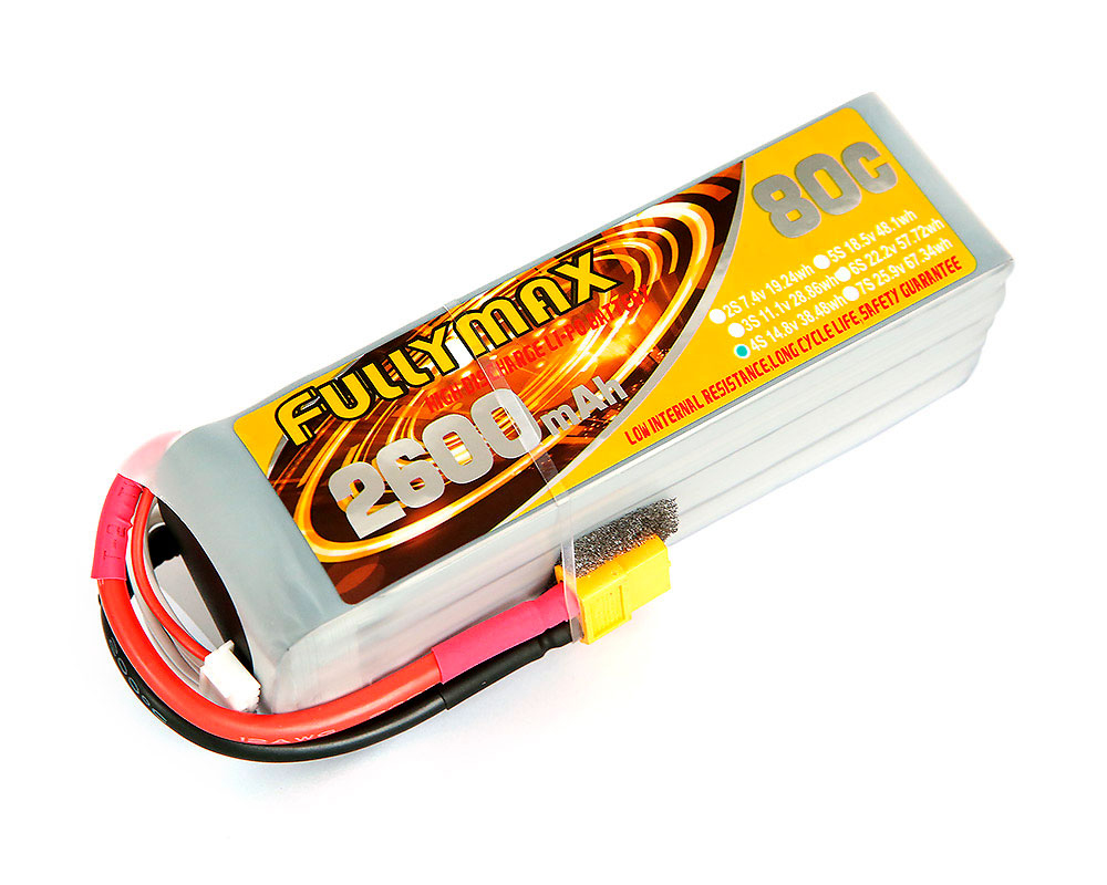 Аккумулятор Fullymax 14.8V 2600mAh Li-Po 4S 80C XT60 – низкие цены ...